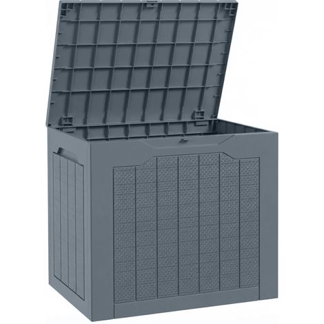 Coffre de stockage extérieur 97L avec poignées intégrées, malle étanche pour jardin, 56x41x50cm, gris clair (1/5)