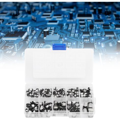 165-teiliges Set mit SMD-Aluminium-Elektrolytkondensatoren, 0,47 µF 50 V bis 470 µF 16 V, verschiedene SMD-Elektronikbauteile (1/5)