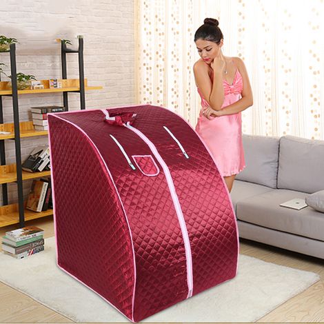 Sifree – Sauna infrarouge pliable rouge – Cabine à chaleur 10 niveaux – Murs en nylon 3 couches – Pour bien-être et détoxification (1/4)