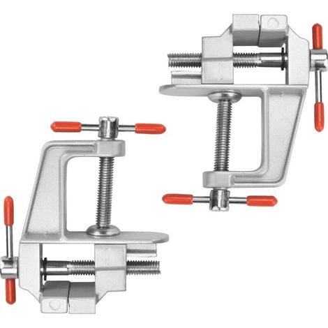 2 Pcs Mini Étau Réglable, Étau d'Établi, Étau de Table en Alliage D’Aluminium, Mini Étau de Table, Étau de Travail du Bois,pour Bijoux D'artisanat de Table de Loisirs (Argent)