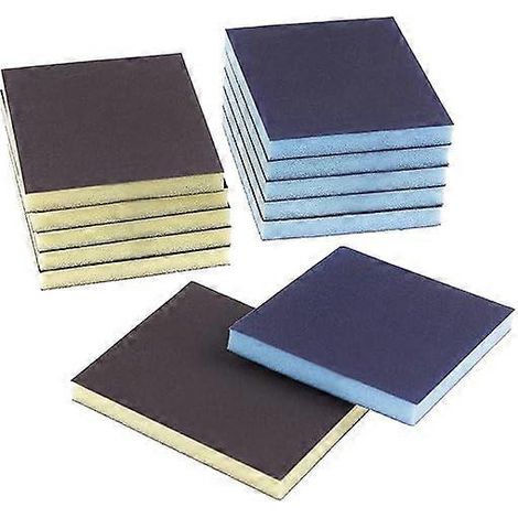 Kit de 12 éponges à poncer réutilisables et lavables, grains 120 et 180 (2 couleurs). (1/5)