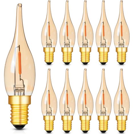 Ampoule LED E14 2200K  0,5W équivalent à 7W,Convient pour les lampes à bougies les lustres et les veilleuses,faible puissance,Lot de 10