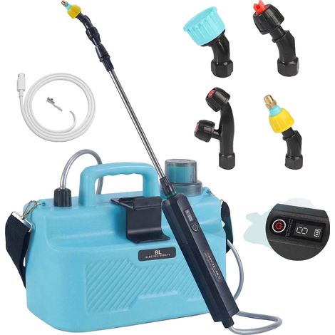 Spruzzatore a pressione, 3 velocità di spruzzo, design a zaino, blu 8L (1/2)