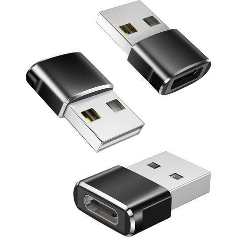 Lot de 3 adaptateurs USB-C vers USB, adaptateur USB vers USB-C, câble convertisseur de charge compatible USB-C femelle vers USB-A mâle (1/5)