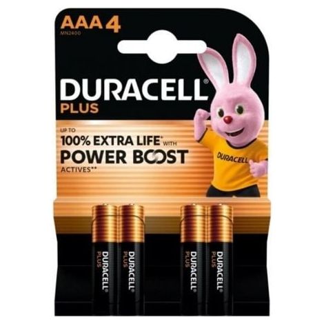 Pack de 4 Pilas AAA Duracell Plus Power Boost DPBLR3B4/ 1.5V/ Alcalinas