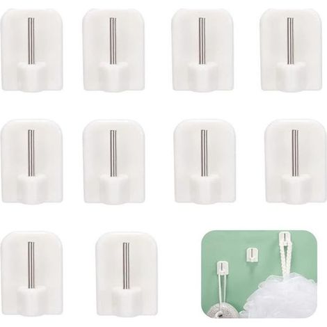 Lot de 10 crochets auto-adhésifs pour tringle à rideau, blanc (1/5)