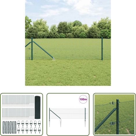 vidaXL Clôture moderne -  Poteau de clôture. Vert 100 x 0,5 m (maille 16 x 16 mm) (1/5)