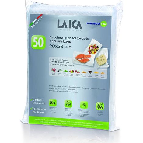 Confezione da 50 Sacchetti per Conservazione Sottovuoto 20x28cm VT3504 Laica (1/3)