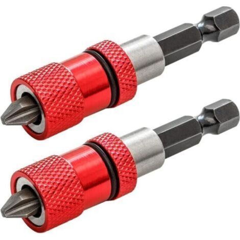 2pcs Magnétique Porte-embout avec Butée de Profondeur de Vis Réglable 1/4" Hex Tige Cloison Sèche Embout de Visseuse Placo pour Plaques de Plâtre (1/4)