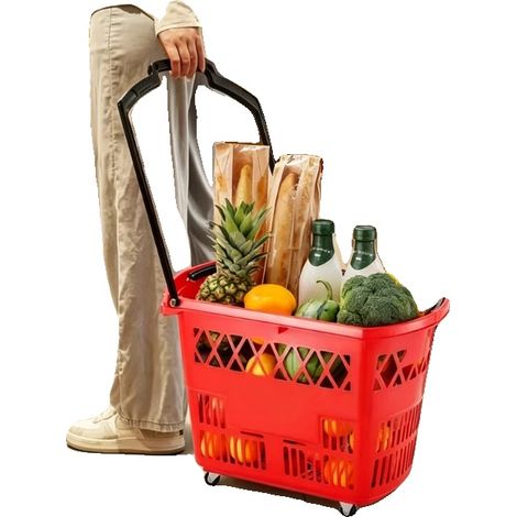 Cesta de la compra portátil con ruedas, capacidad de 39 litros, asa ergonómica, dimensiones 540x530x365 mm, tejido resistente, ruedas amortiguadoras. (1/5)