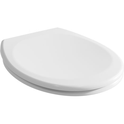 WC-Sitz mit Absenkautomatik & Schnellverschluss – DERW Max Oval Toilettensitz und Toilettendeckel in einem, Tragfähigkeit bis zu 150 kg, Weiß (1/5)