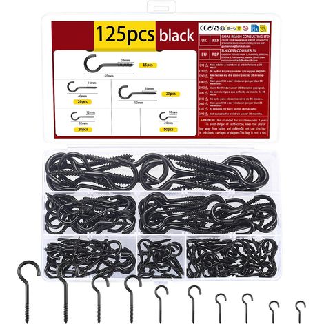 125 Pcs Crochet a Visser,Piton à Visser,Vis Crochet Plafond Charge Lourde (1/5)