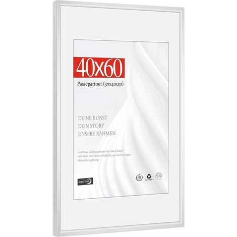 Bilderrahmen Passepartout 30x40cm Aluminium Alu Silber 40x60cm 1x (1/5)