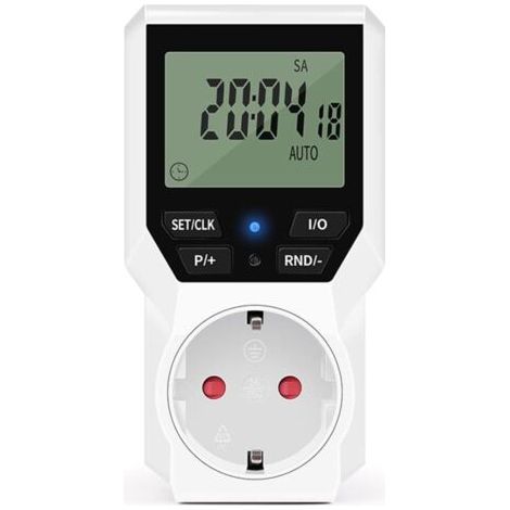 Programmateur de prise électrique, minuterie numérique, prise de courant pour 230 V AC, 16 A/3680 W, avec sécurité enfant et affichage numérique (sans rétroéclairage) (1/5)