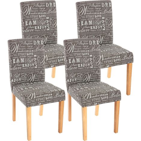 Juego de 4 sillas de comedor en tela estampada gris con pies ligeros CDS04119 (1/5)