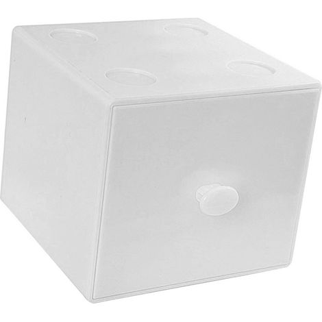 Boîte de rangement de bureau empilable en plastique, forme carrée, avec tiroir, idéale pour la maison, les dortoirs, l'école ou le bureau (blanc). (1/5)