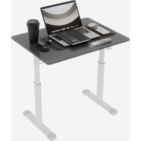 Bureau réglable en hauteur à manivelle, design compact gris pour bureau à domicile et étude, support double colonne stable - CHICFURN (1/5)