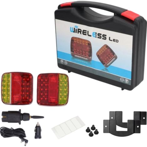Kit de feux de remorque carrés sans fil étanches IP65 – Couleurs rouge et jaune – Installation magnétique rapide – Tension DC5V