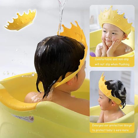 Protection pour les enfants, lavage des cheveux sans larmes, pour 0-9 ans, taille réglable, imperméable, protection des yeux et des oreilles, aide au lavage des cheveux, bonnet de douche pour enfants (1/5)