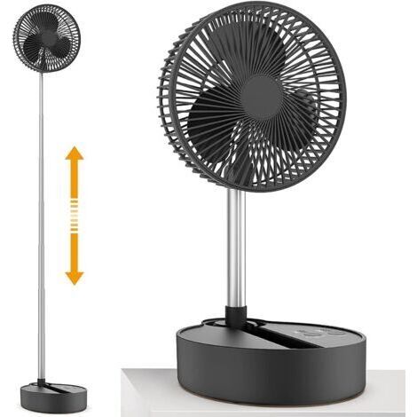 BUNTHAUS Ventilateur sur Pied Oscillant 10000 mAh, Ventilateur de Batterie Portable 20cm, Ventilateur de Bureau Rechargeable, 3 Vitesses, Réglable en Hauteur