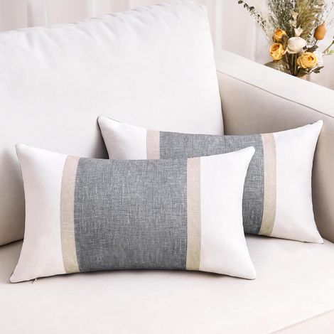 Lot de 2 Housse de Coussin Gris 30x50 Housses de Coussin en Patchwork Décoratives Taie d'oreiller Souple pour Décoration Intérieure Canapé Chambre à Coucher (1/5)