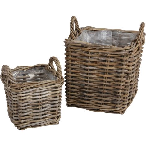 2tlg.Set Weidenkorb ATHENA eckig Aufbewahrungskorb Kartoffelkorb Erntekorb (1/4)