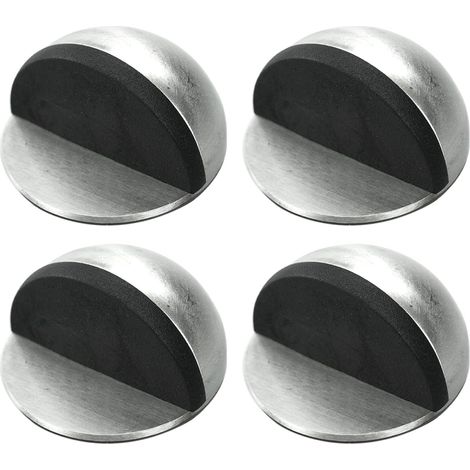 Arrêts de Portes, [Lot de 4] Arrêts et Butées de Porte en Acier Inoxydable Stop-Porte Adhésif au Sol et Parquet, Butoirs de Porte Protection de Portes et Murs Argent (1/5)