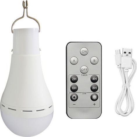 Wiederaufladbare 12-W-LED-Lampe, eingebauter Lithium-Akku, mit Haken und Fernbedienung, 3 Beleuchtungsmodi, geeignet für Camping und Notbeleuchtung