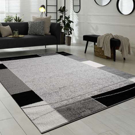 Paco Home Tappeto Di Design Tappeto Per Salotto Bordo Tappeto In Grigio Nero Crema 120x170 cm