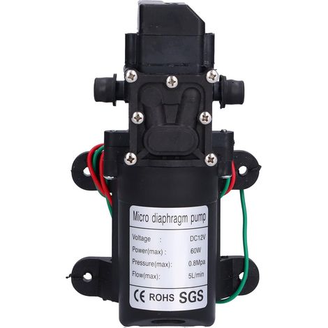 Pompa a membrana da 12 V, pompa irroratrice autoadescante ad alta portata da 60 W, 5 l/min, 0,8 MPa, con avvio e arresto automatici, pompa booster per irrigazione da giardino e piscine (1/5)