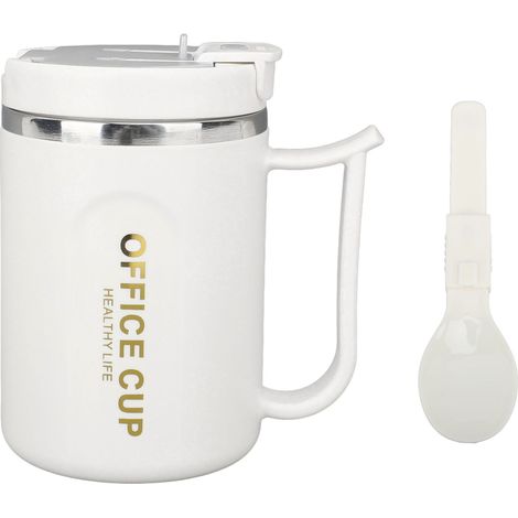 Tasse de Café Isolée en Acier Inoxydable 304 avec Manche – Double Couche Anti-Ébouillantage (500 ml, Cuillère incluse) pour Usage Nomade (1/5)
