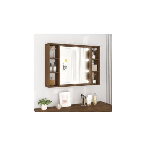 Armoire à miroir avec LED Chêne marron 76x15x55 (1/5)