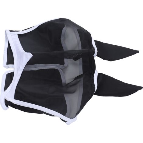 Masque anti-mouches pour chevaux, respirant, confortable, doux, en maille fine, avec oreilles, noir (1/5)