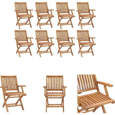 Holz Gartenstühle - vidaXL Klappbare Gartenstühle 8 Stk. Massivholz Teak - Gartenstühle 8 Stück (1/5)