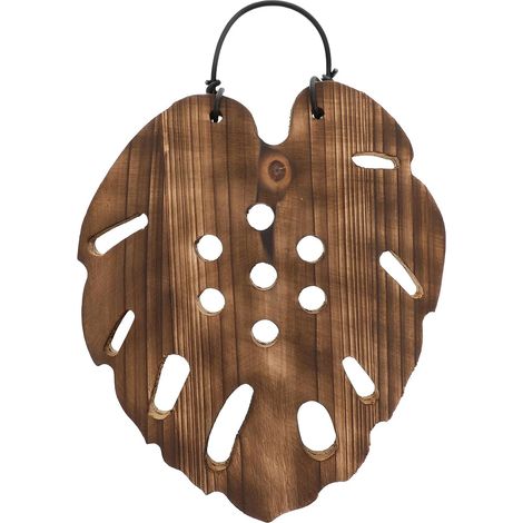sechseckiger Wandpflanzkasten aus robustem Holz mit Monstera