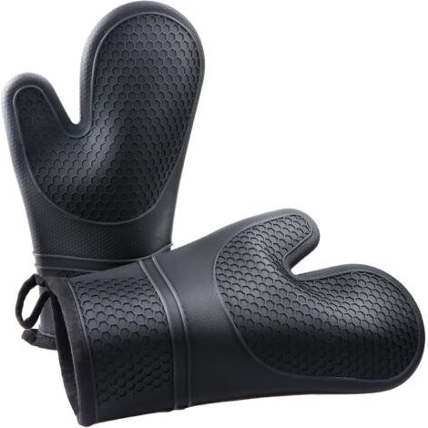 royaluxe-Lot de 2 gants de cuisine résistants à la chaleur jusqu'à 230 °C, avec revêtement en silicone, parfaits pour la cuisine, le barbecue, la cuisson, la pâtisserie et le barbecue (1/5)