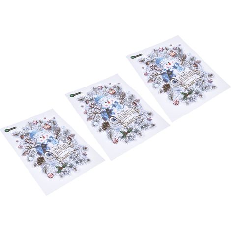 Lot de 3 autocollants muraux sapin de Noël et bonhomme de neige, décoration murale créative pour la maison et les fenêtres. (1/5)