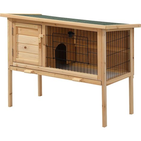 Conigliera su gambe per conigli e roditori L. 91 x P. 45 x H. 70 cm in Legno Naturale - LAPIUS (1/5)