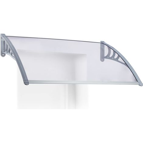 Auvent avant-toit porte transparent en plastique Marquise porte d'entrée HxlxP 23,5 x 120,5 x 80 cm, gris (1/5)