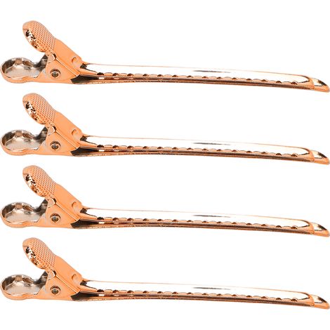 12pinces pinces à cheveux bec de canard, grande ouverture, force de serrage renforcée, pratique et durable, outil de coiffure doré rose (1/5)