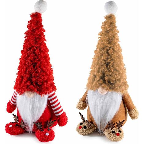 Gnomes de Noël en tissu doux avec chaussons renne et pompon, lot de 4