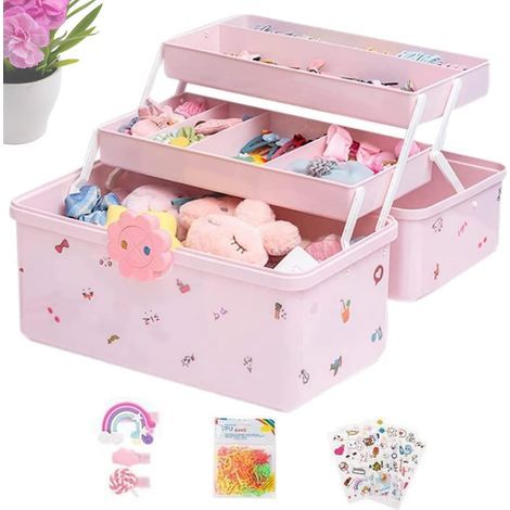 Boite Rangement Accessoires Cheveux Enfant, Boite Rangement Elastique Et Pince Cheveux, Boîte À Bijoux Petite Fille, Corà Cheveux - Élastique - Accessoire Coiffure - Jolie Boîte À Bijoux (1/5)