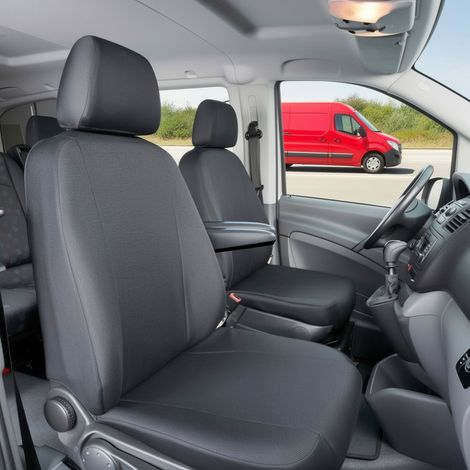 Citroen Berlingo kompatibler Sitzbezug Stoff, passgenau für 2 Einzelsitze vorne, robuste Sitzbezüge Transporter/Van anthrazit (1/5)