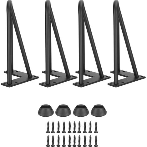 Pieds de table en fer forgé (lot de 4), pieds de table basse simples en épingle à cheveux avec patins, pour projets de bricolage, 20 cm (1/5)