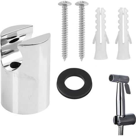 Support pommeau de douche ABS chromé fixation support mural douchette (1/5)
