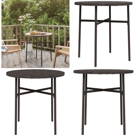 Beistelltisch Braun 45 cm Poly Rattan - Gartentisch - Rundes Bistrotisch - Outdoor Möbel - Terrassenmöbel - Esszimmerset - Home & Living
