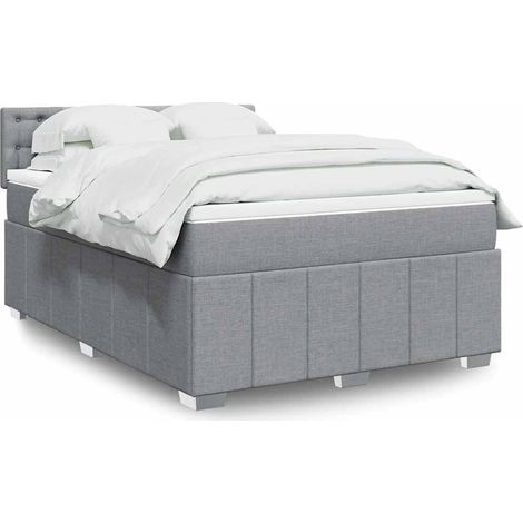 Boxspringbett mit Matratze Hellgrau 140x200 cm Stoff