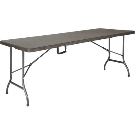 Table pliante rectangulaire en rotin PE marron - BOLERO (1/5)