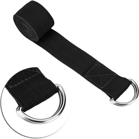 Sangle d'entraînement élastique ajustable avec mousqueton pour yoga, fitness et musculation (Noir) (1/4)