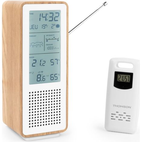 Thomson Altoparlante Bluetooth Con Stazione Meteo E Radio FM WS102TWH 15W Bianco/Legno